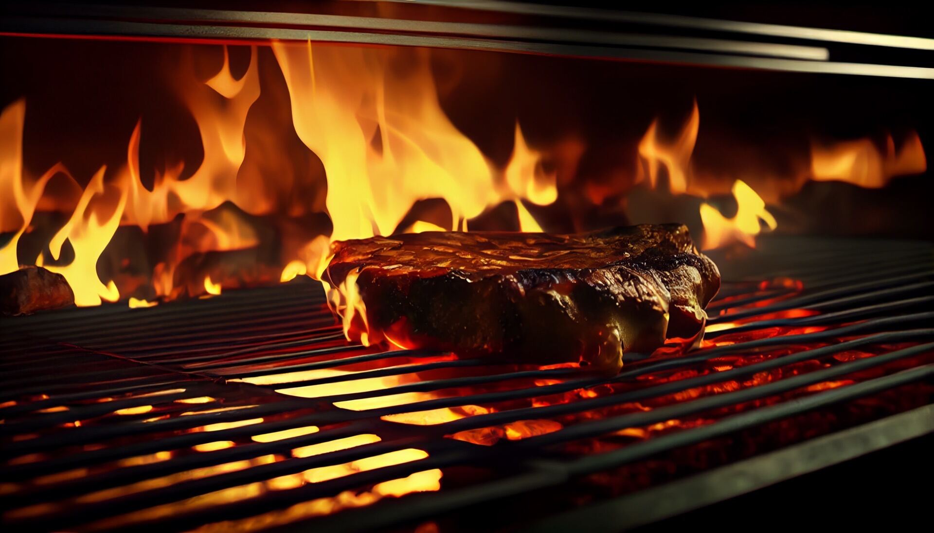 Carne alla griglia con fiamme